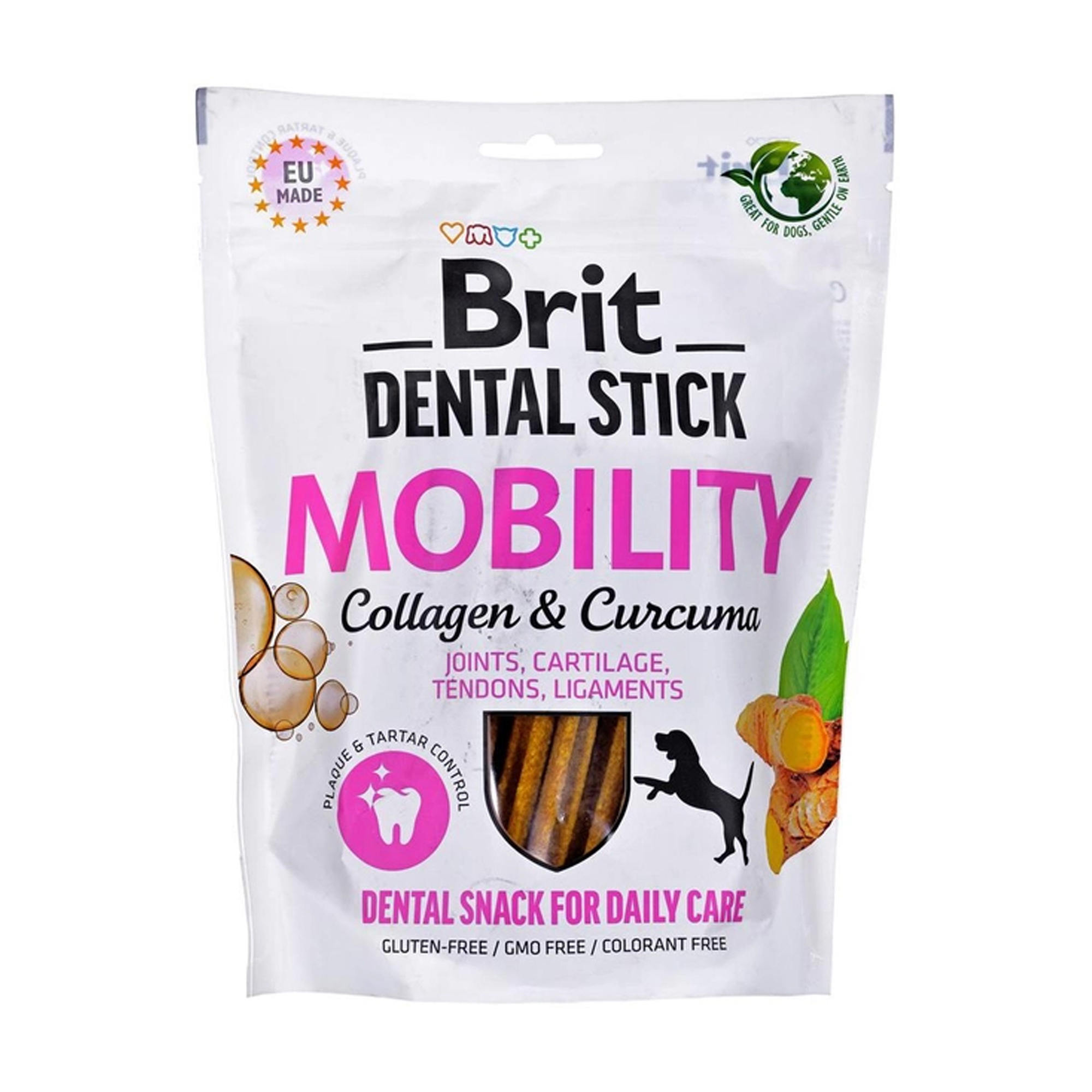 Ласощі для собак Brit Dental Stick Mobility колаген та куркума, 251 г